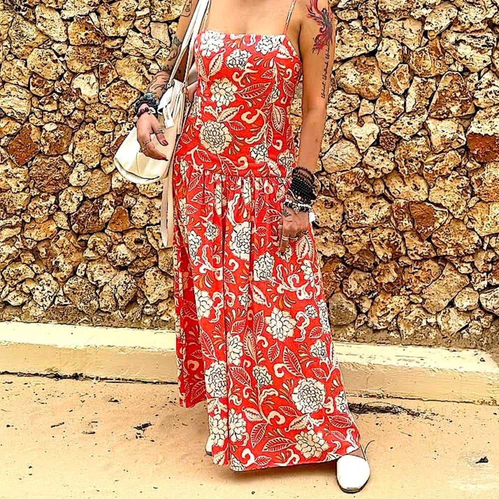 FINAL CALL! Zara vintage floral drop waist midi dress - NWT, size L